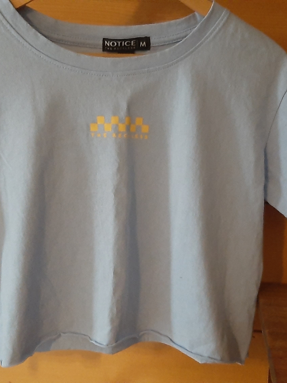 Notice The Reckless Light Blue Tee with Yellow Checker Accent